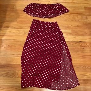 3 piece polka dot skirt and bandeau set